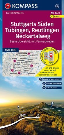 Map Stuttgarts Süden, Tübingen, Reutlingen, Neckartalweg KF 1:70.000