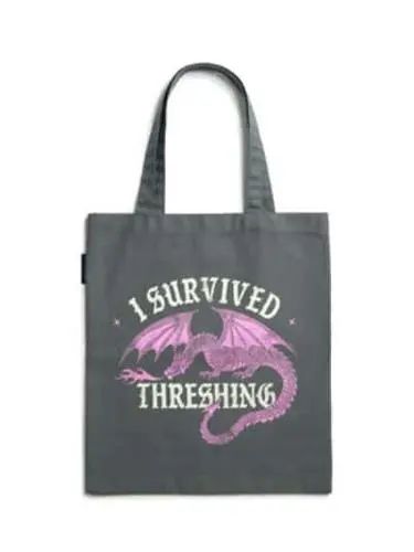 Rebecca Yarros`s Fourth Wing I Survived Threshing (Pink Dragon) Tote Bag