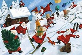 Картички Inkognito KDq 33023-5 Weihnachtsmaenner im Schnee