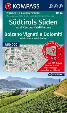 Map Südtirols Süden / Bolzano Vigneti e Dolomiti, Val di Cembra, Val di Fiemme KW 1:50.000