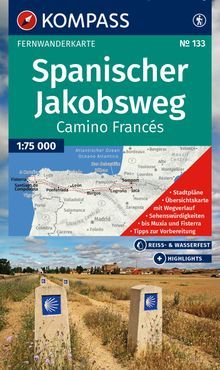 Map Spanischer Jakobsweg, Camino Francés KW 1:100.000