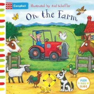 On the Farm A push pull slide board book