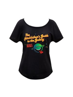 The Hitchhiker`s Guide to the Galaxy (Black) Women Relaxed Fit T-Shirt X-Large